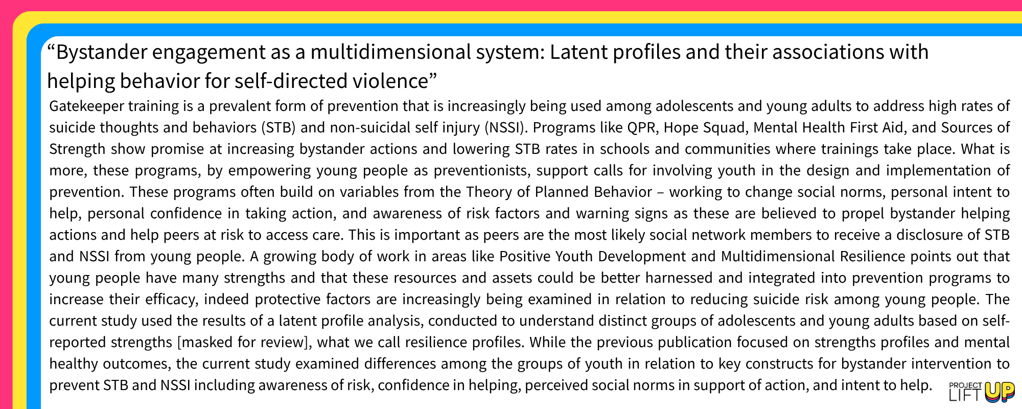 Bystander engagement as a multidimensional system BRIEF