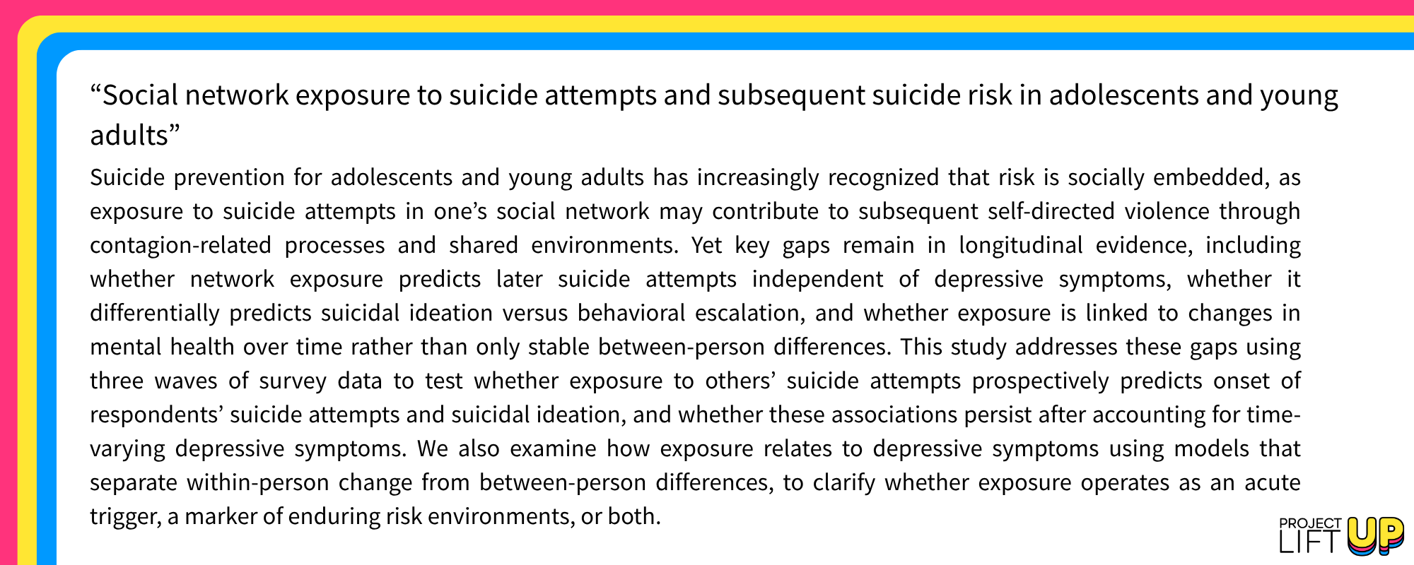 Social network exposure to suicide attempts BRIEF