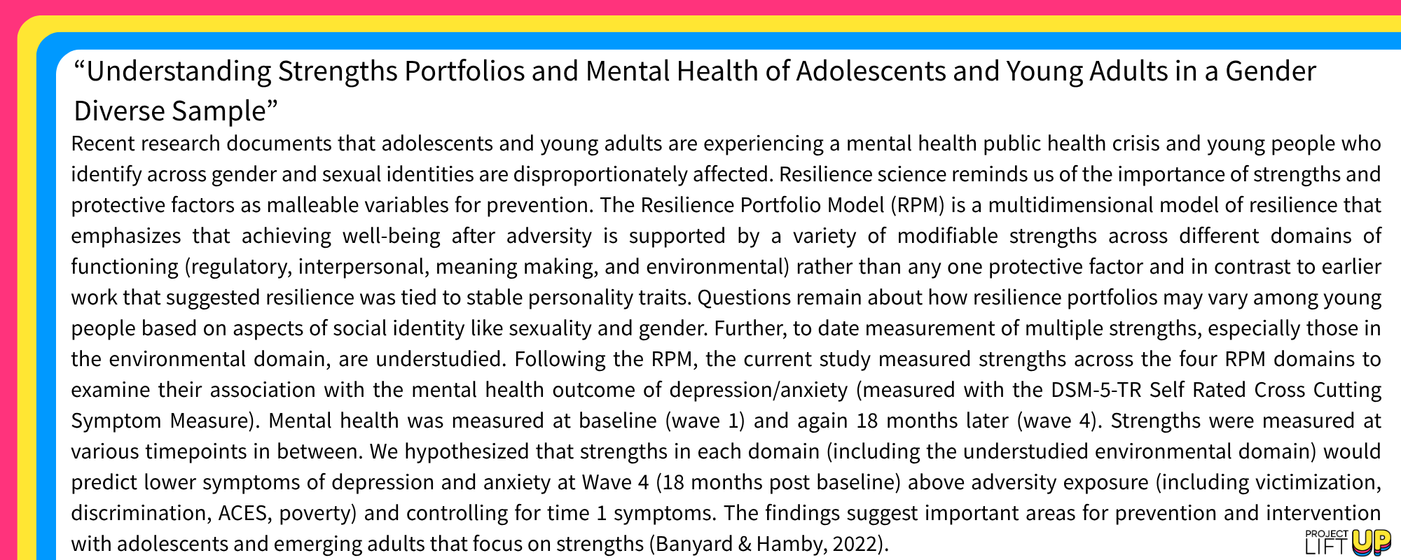 Understanding Strengths Portfolios and Mental Health of Adolescents BRIEF